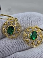 Emerald and gold filigree earrings - Image 6