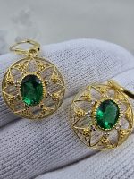 Emerald and gold filigree earrings - Image 10