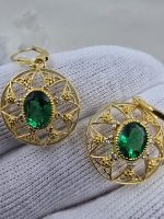 Emerald and gold filigree earrings - Image 8