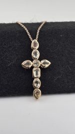 Oregon Sunstone Cross Pendant in Rose Gold Vermeil – 2" x 1" with 18" Chain - Image 2