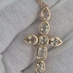 Oregon Sunstone Cross Pendant in Rose Gold Vermeil – 2" x 1" with 18" Chain