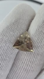 4.61ct Oregon Sunstone – Custom Trillion Cut | Green, Gold & Pink with Spectacular Schiller | 13mm - Image 3