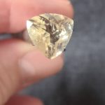 Champagne Trillion Oregon Sunstone – 4.5ct with Pink & Green Flashes (12.2mm)