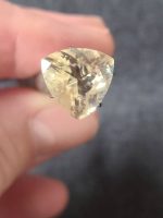 Champagne Trillion Oregon Sunstone – 4.5ct with Pink & Green Flashes (12.2mm)