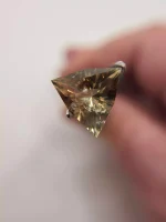 4.61ct Oregon Sunstone – Custom Trillion Cut | Green, Gold & Pink with Spectacular Schiller | 13mm - Image 7