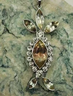 “Weird!” Oregon Sunstone Statement Pendant – 8ct Bicolor Center with 22 Surrounding Stones, 61mm Sterling Silver Design - Image 5