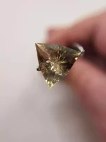 4.61ct Oregon Sunstone – Custom Trillion Cut | Green, Gold & Pink with Spectacular Schiller | 13mm - Image 4