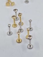 14k Gold Flat Back Labret with Oregon Sunstone – Bezel or Prong, 16g Internally Threaded