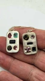Tourmaline "paint palate" earrings in sterling silver - Image 4