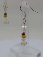 Handmade Oregon Sunstone, Oregon Fire Opal, moonstone and garnet beaded earrings - Image 6