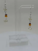 Handmade Oregon Sunstone, Oregon Fire Opal, moonstone and garnet beaded earrings - Image 5