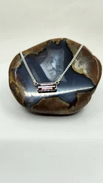 Pink diaspore pendant,  set in 925 silver - Image 4