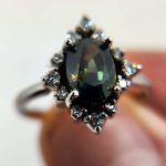 2.6ct Yellow & Blue Parti Sapphire Ring in 14K White Gold with Natural Diamond Halo – Cathedral Setting, Size 7