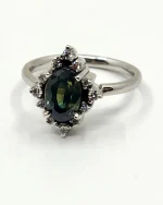 2.6ct Yellow & Blue Parti Sapphire Ring in 14K White Gold with Natural Diamond Halo – Cathedral Setting, Size 7 - Image 9