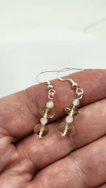 Oregon Sunstone and Moonstone beaded earrings - Image 4