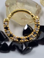 "Parvati" 14k Septum or daith clicker with Oregon Sunstone and black spinel - Image 6