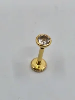 14k Gold Flat Back Labret with Oregon Sunstone – Bezel or Prong, 16g Internally Threaded - Image 6
