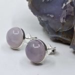 8mm Holley Blue Agate Cabochon stud earrings in 925 sterling