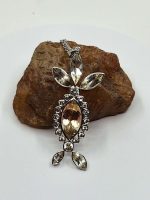 “Weird!” Oregon Sunstone Statement Pendant – 8ct Bicolor Center with 22 Surrounding Stones, 61mm Sterling Silver Design