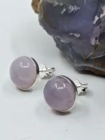 8mm Holley Blue Agate Cabochon stud earrings in 925 sterling - Image 6