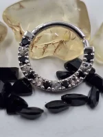 "Parvati" 14k Septum or daith clicker with Oregon Sunstone and black spinel - Image 7