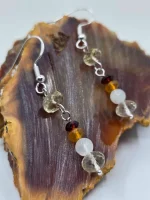 Handmade Oregon Sunstone, Oregon Fire Opal, moonstone and garnet beaded earrings - Image 8