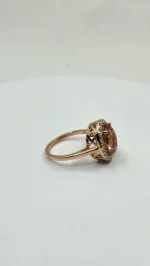 Oregon Sunstone and moissanite ring set in 14k Rose Gold - Image 4