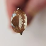 4.45ct Elongated Oval Oregon Sunstone – Peach with Sparkling Schiller