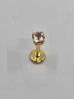 14k Gold Flat Back Labret with Oregon Sunstone – Bezel or Prong, 16g Internally Threaded - Image 2