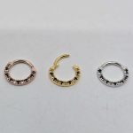 "Parvati" 14k Septum or daith clicker with Oregon Sunstone and black spinel