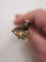 4.61ct Oregon Sunstone – Custom Trillion Cut | Green, Gold & Pink with Spectacular Schiller | 13mm