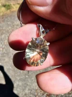 Spectacular Oregon Sunstone pendant in sterling silver - Image 3