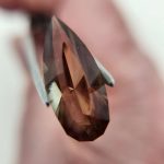 Elongated Teardrop Oregon Sunstone – Peach to Dark Green with Maroon & Copper Schiller (9x21mm)