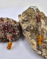 Oregon Sunstone,  Oregon Fire Opal and garnet earrings - Image 3