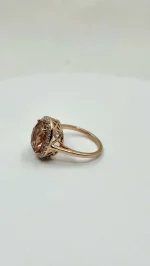 Oregon Sunstone and moissanite ring set in 14k Rose Gold - Image 2