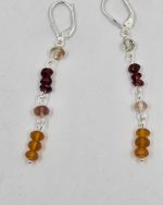 Oregon Sunstone,  Oregon Fire Opal and garnet earrings