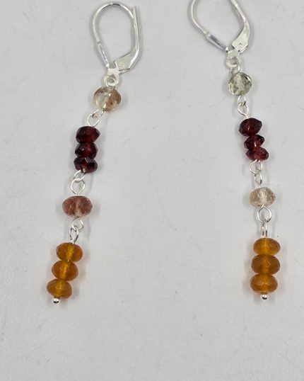 Oregon Sunstone,  Oregon Fire Opal and garnet earrings