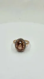 Oregon Sunstone and moissanite ring set in 14k Rose Gold - Image 3