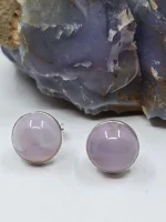 8mm Holley Blue Agate Cabochon stud earrings in 925 sterling - Image 7