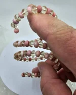 3 coil Oregon Pink Opal and Sunstone memory wire bracelet - Image 7