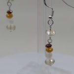 Handmade Oregon Sunstone, Oregon Fire Opal, moonstone and garnet beaded earrings