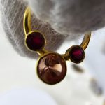 "Daphne" Septum or Daith clicker 14k yellow gold,  Oregon Sunstone, and Ruby