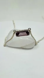 Pink diaspore pendant,  set in 925 silver - Image 2