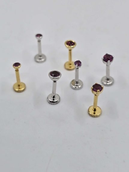 Rhodolite garnet flatback labret