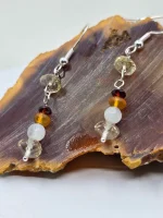 Handmade Oregon Sunstone, Oregon Fire Opal, moonstone and garnet beaded earrings - Image 7