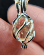 Faceted Oregon Sunstone beadcage pendant