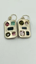 Tourmaline "paint palate" earrings in sterling silver - Image 2