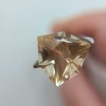 6.16ct Custom Shield-Cut Oregon Sunstone – Peach/Gold with Green Highlights – 12.9mm