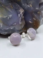 8mm Holley Blue Agate Cabochon stud earrings in 925 sterling - Image 8