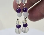 Beaded moonstone, amythist, and opal earrings - Image 4